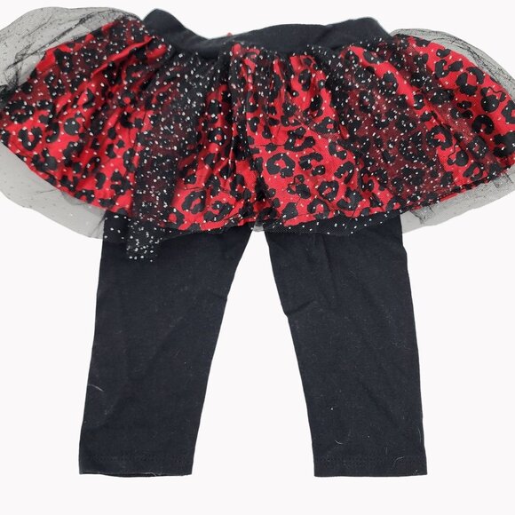 Disney Minnie Mouse Baby Girls 12M Outfit Cheetah Tutu Top Black Leggings Set - Picture 7 of 7